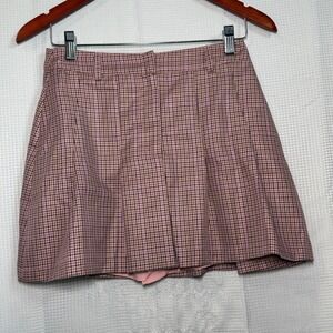Lulus Pleated Mini Skort S Pink Plaid Checkered Preppy